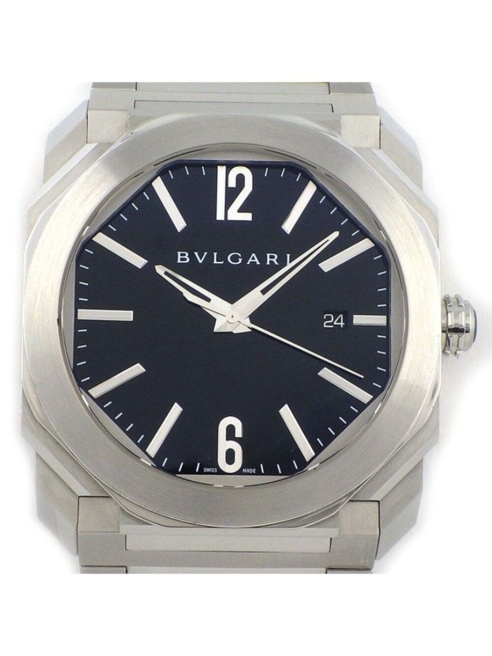 Bvlgari Watch Octo Date Black Dial SS Automatic